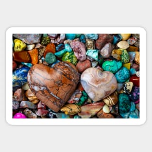 Two Stone Hearts Among Polished Stones Sticker